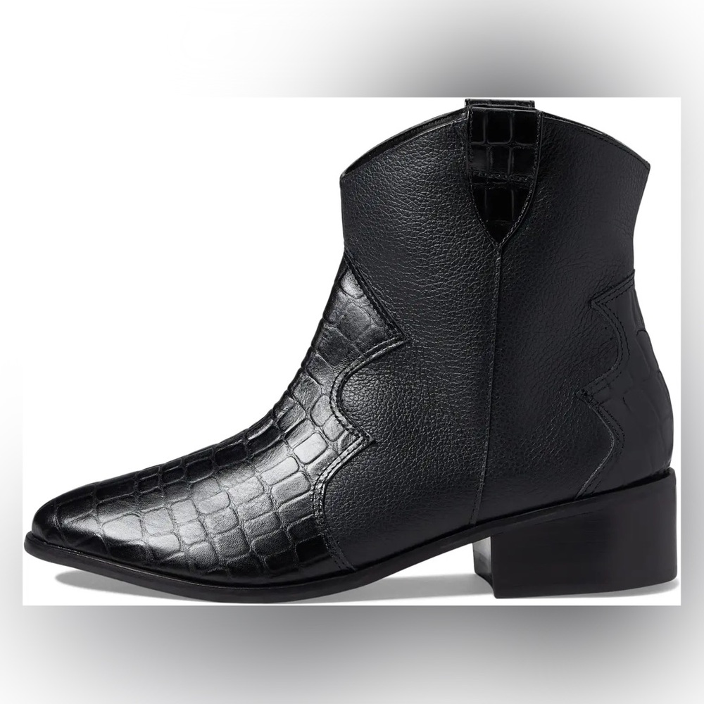 KAANAS Newcastle Croc-Embossed Cowboy Bootie Black 9 M
